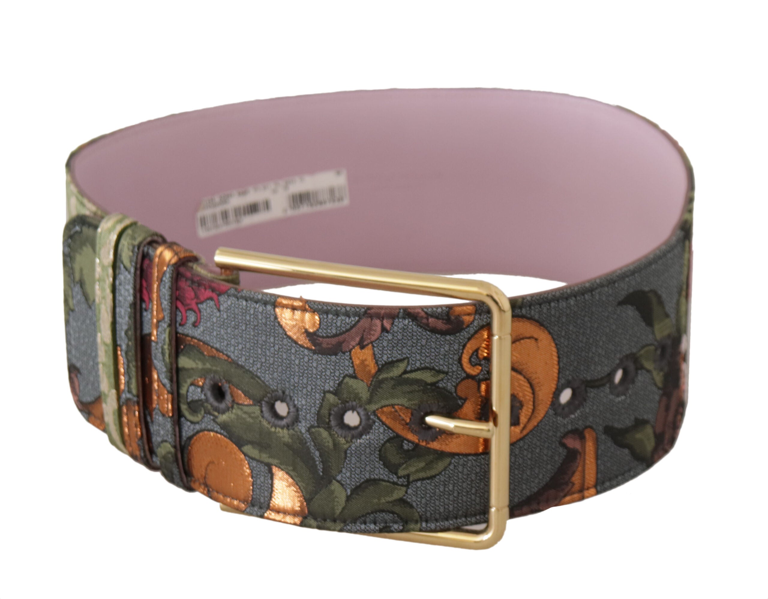 Multicolor Leather Embroidered Gold Metal Buckle Belt